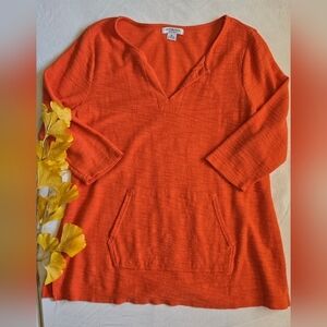 Liz Claiborne Womens Soft Vibrant Orange 3/4 Sleeved Pullover Top Size XL